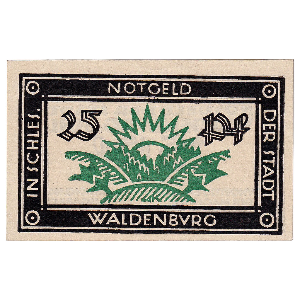 Banknot, Niemcy, Waldenburg, 25 Pfennig, paysage, 1921, UNC(63), Mehl:1371.14