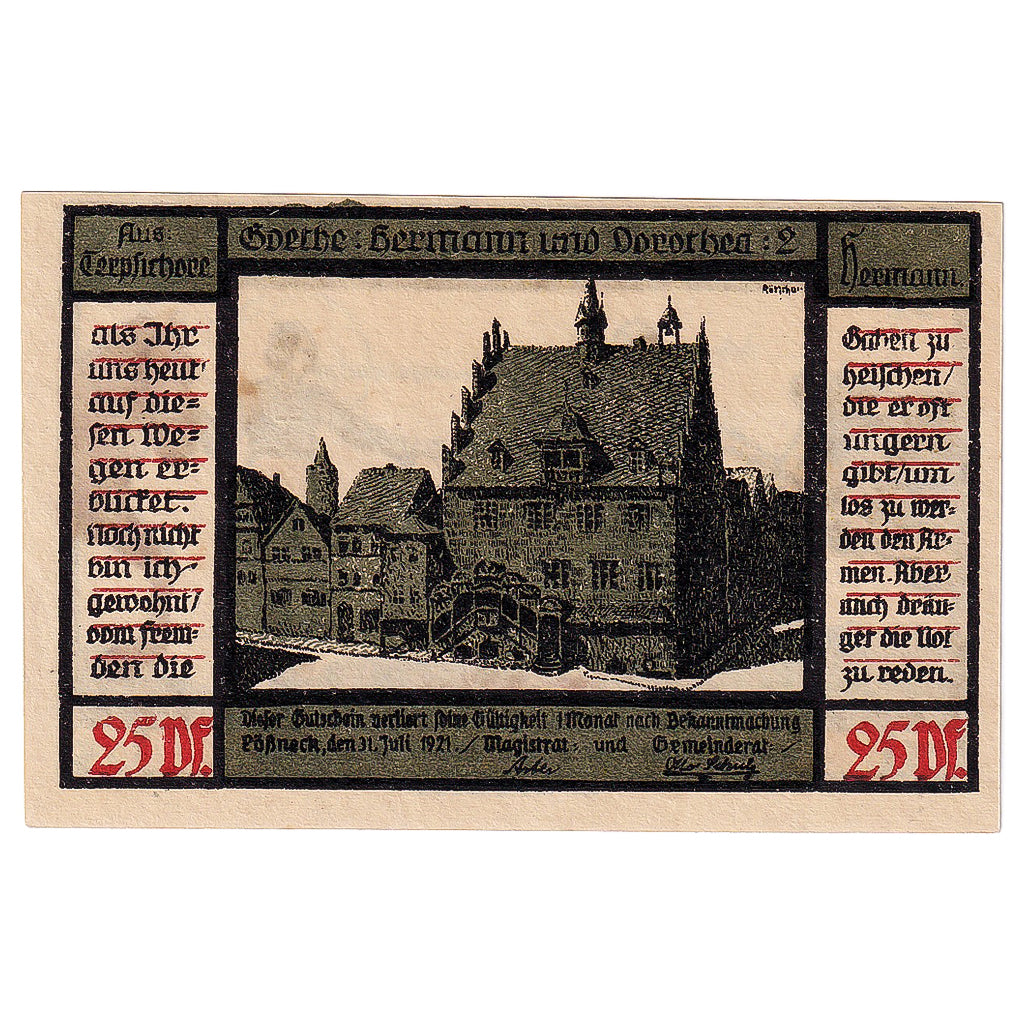 Banknot, Niemcy, Possneck, 25 Pfennig, Animaux 1921-07-31, UNC(63) Mehl:1066.3