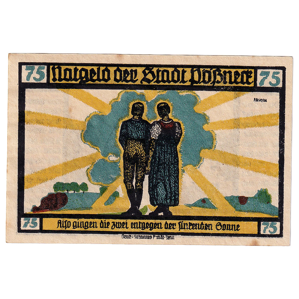 Banknot, Niemcy, Possneck, 75 Pfennig, Eglise 1921-07-31, UNC(63) Mehl:1066.3