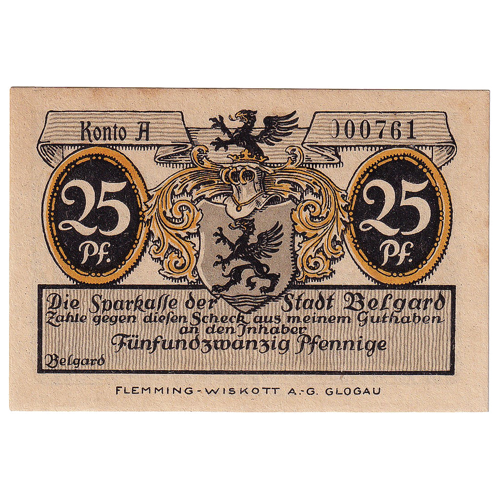 Geldschein, Deutschland, Belgard, 25 Pfennig, personnage, 1920, UNZ-, Mehl:69.1a