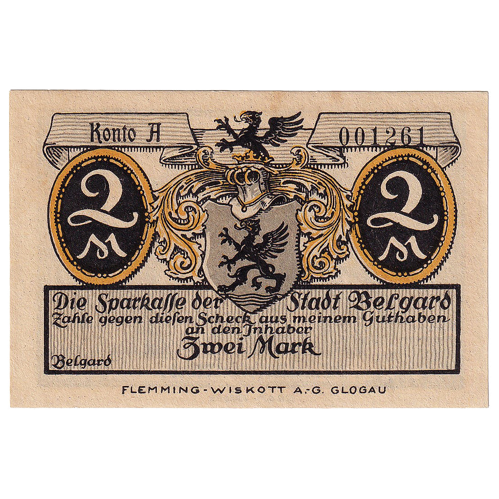 Geldschein, Deutschland, Belgard, 2 Mark, cathédrale, 1920, UNZ-, Mehl:69.1a