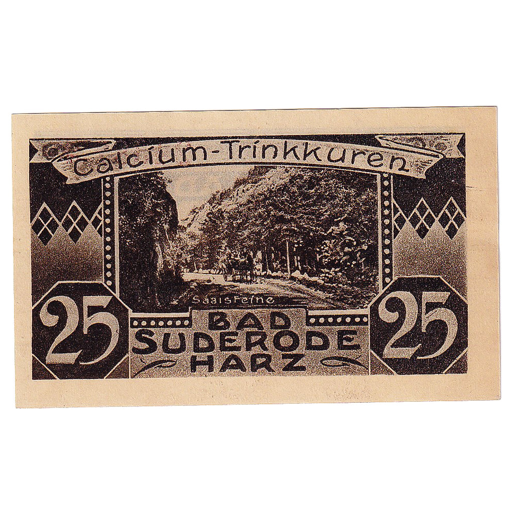 Geldschein, Deutschland, Suderode 25 Pfennig, route, 1921 UNZ- Mehl:1292.1a