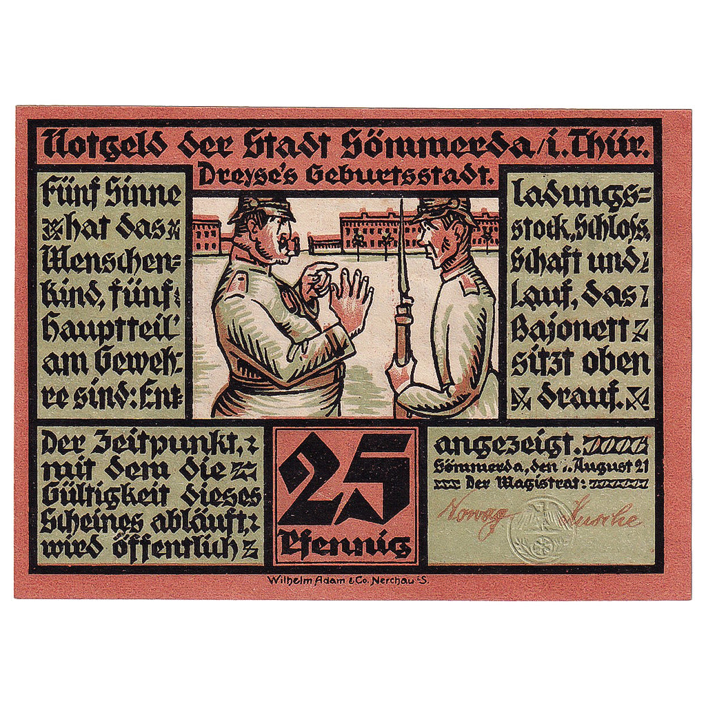 Banconote, Germania, Sömmerda, 25 Pfennig, village 1921-08-01, SPL Mehl:1230.1