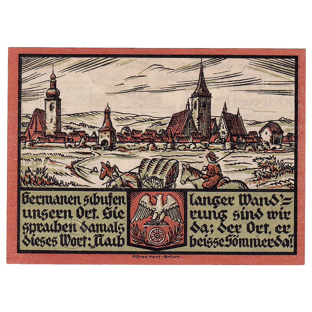 Banconote, Germania, Sömmerda, 25 Pfennig, village 1921-08-01, SPL Mehl:1230.1