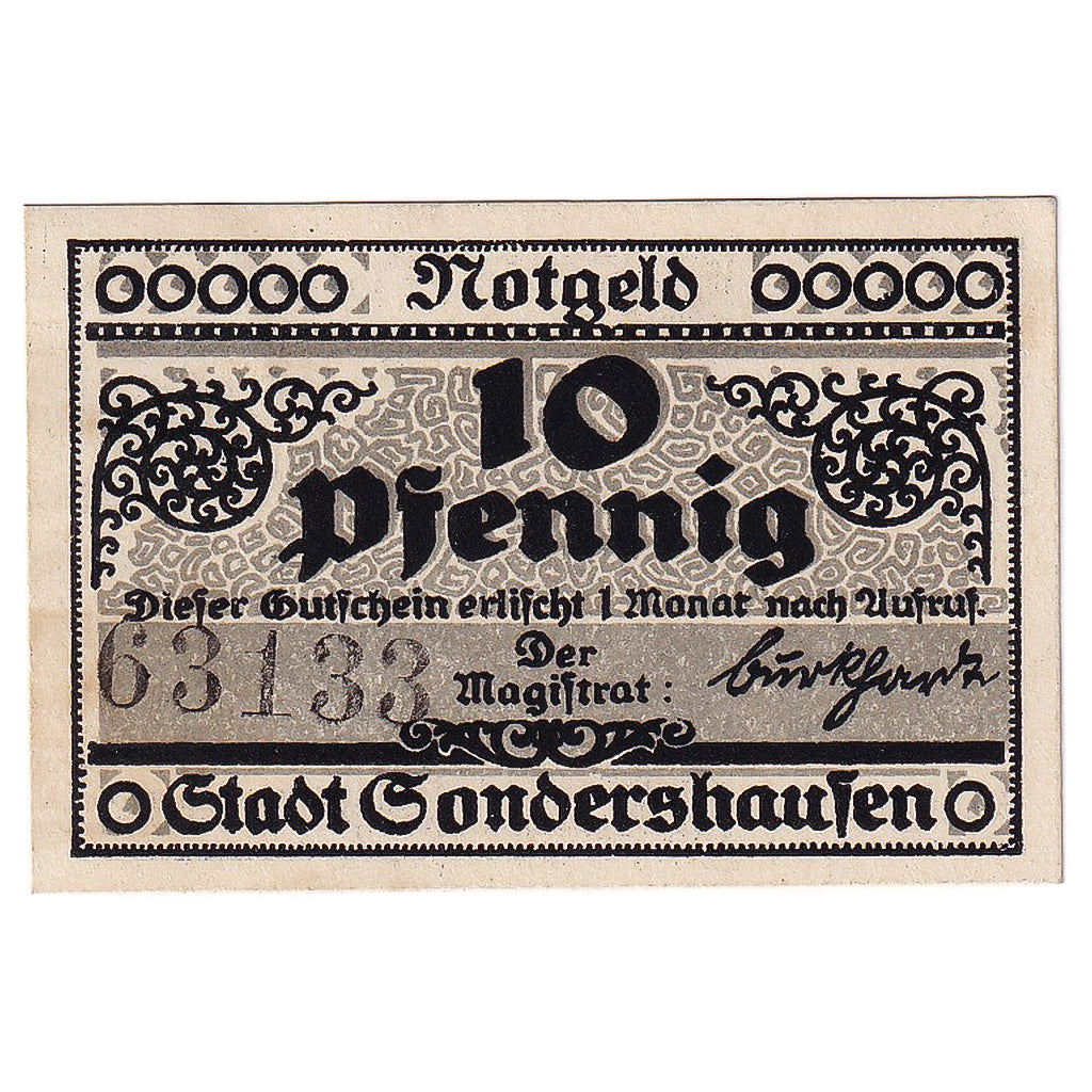Geldschein, Deutschland, Sondershausen, 10 Pfennig, tour, 1921, UNZ- Mehl:1241.3