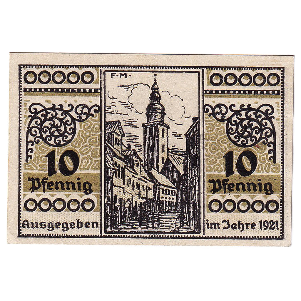 Geldschein, Deutschland Sondershausen 10Pfennig Eglise, 1921, UNZ- Mehl:1241.3