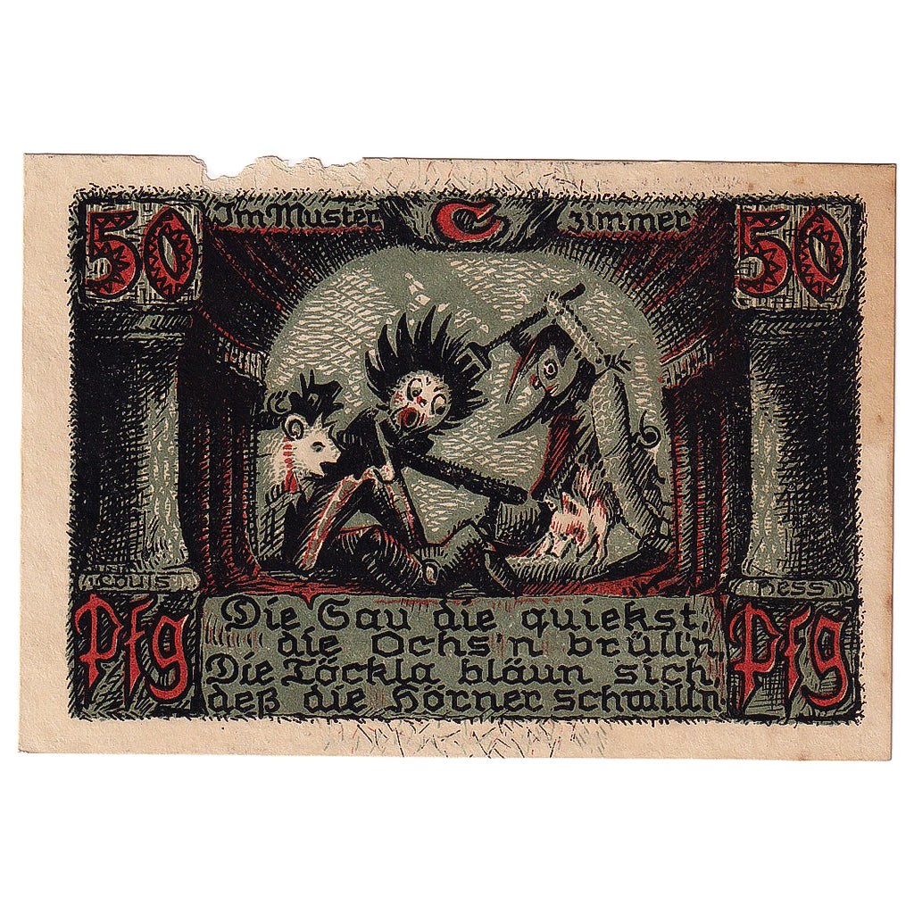 Banconote, Germania, Sonneberg, 50 Pfennig, Blason 1, 1922 BB Mehl:1244.2