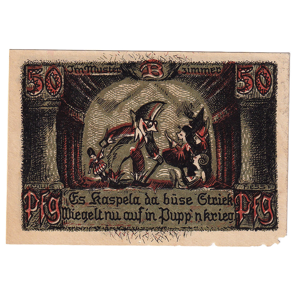 Geldschein, Deutschland, Sonneberg, 50 Pfennig, personnage, 1922 SS Mehl:1244.2