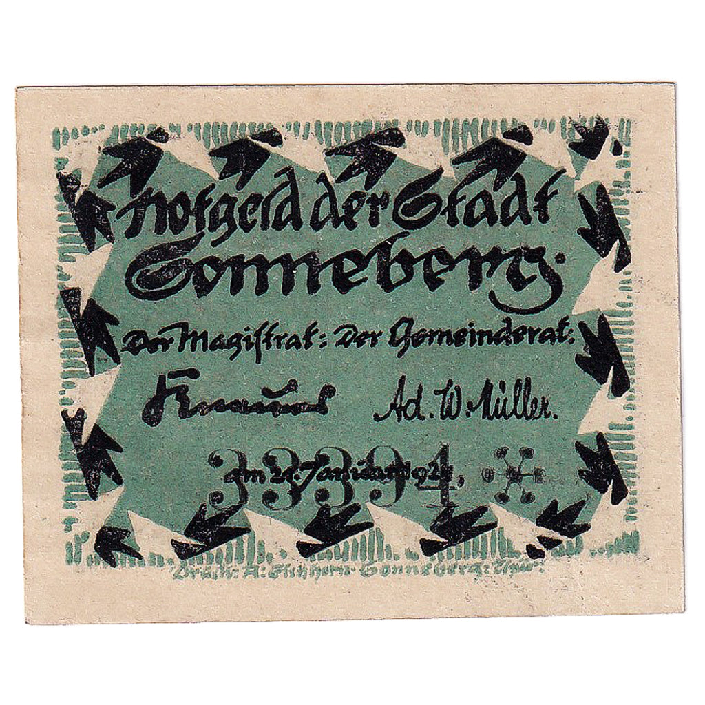 Geldschein, Deutschland, Sonneberg, 10 Pfennig personnage 1921 UNZ- Mehl:1244.1a
