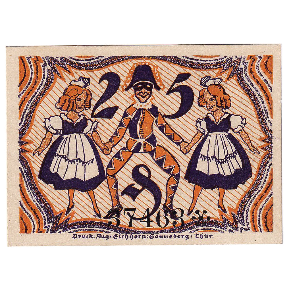 Banknot, Niemcy, Sonneberg, 25 Pfennig, personnage, 1922 UNC(63) Mehl:1244.1a
