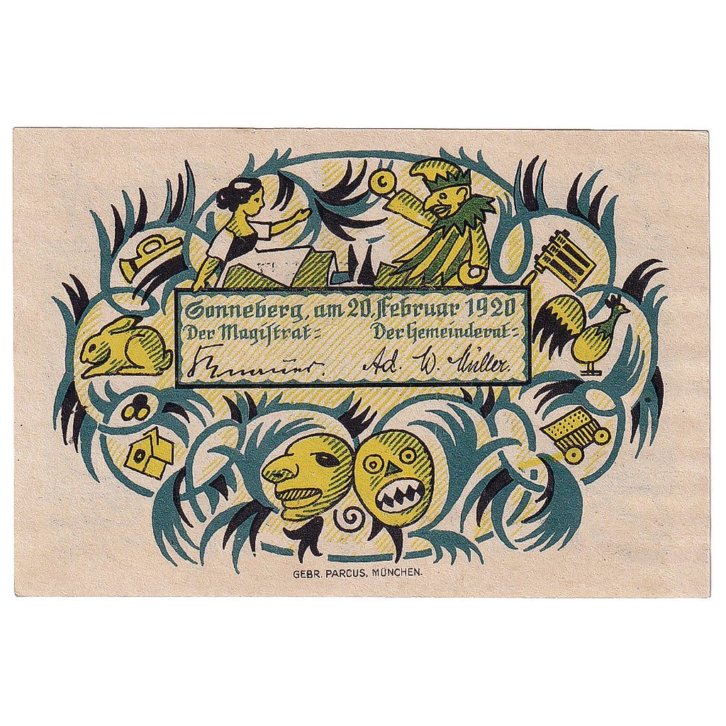 Banknot, Niemcy, Sonneberg, 25 Pfennig, Texte 1920-02-20, UNC(63) Mehl:S88.4b