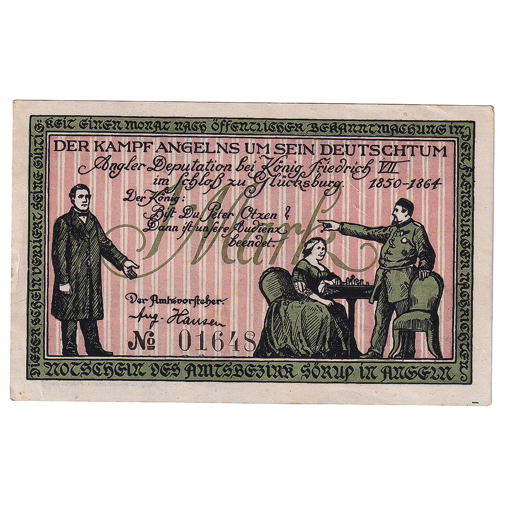 Geldschein, Deutschland, Sörup, 1 Mark, Blason 1919-07-06, VZ+ Mehl:1231.2a
