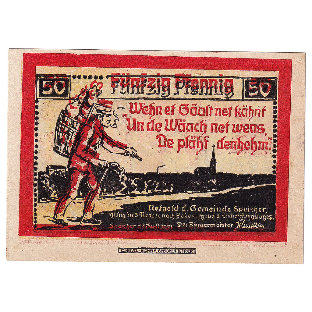 Banconote, Germania, Speicher, 50 Pfennig, personnage, 1921 SPL Mehl:1249.1