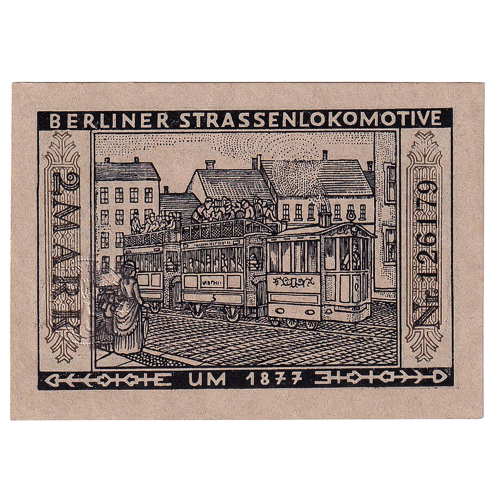 Banknot, Niemcy, Berlin, 2 Mark, train, 1922, 1922-03-01, UNC(63), Mehl:92.3