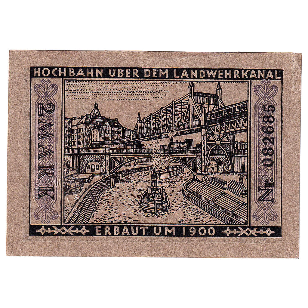 Banknot, Niemcy, Berlin, 2 Mark, fleuve, 1922, 1922-03-01, UNC(63), Mehl:92.3