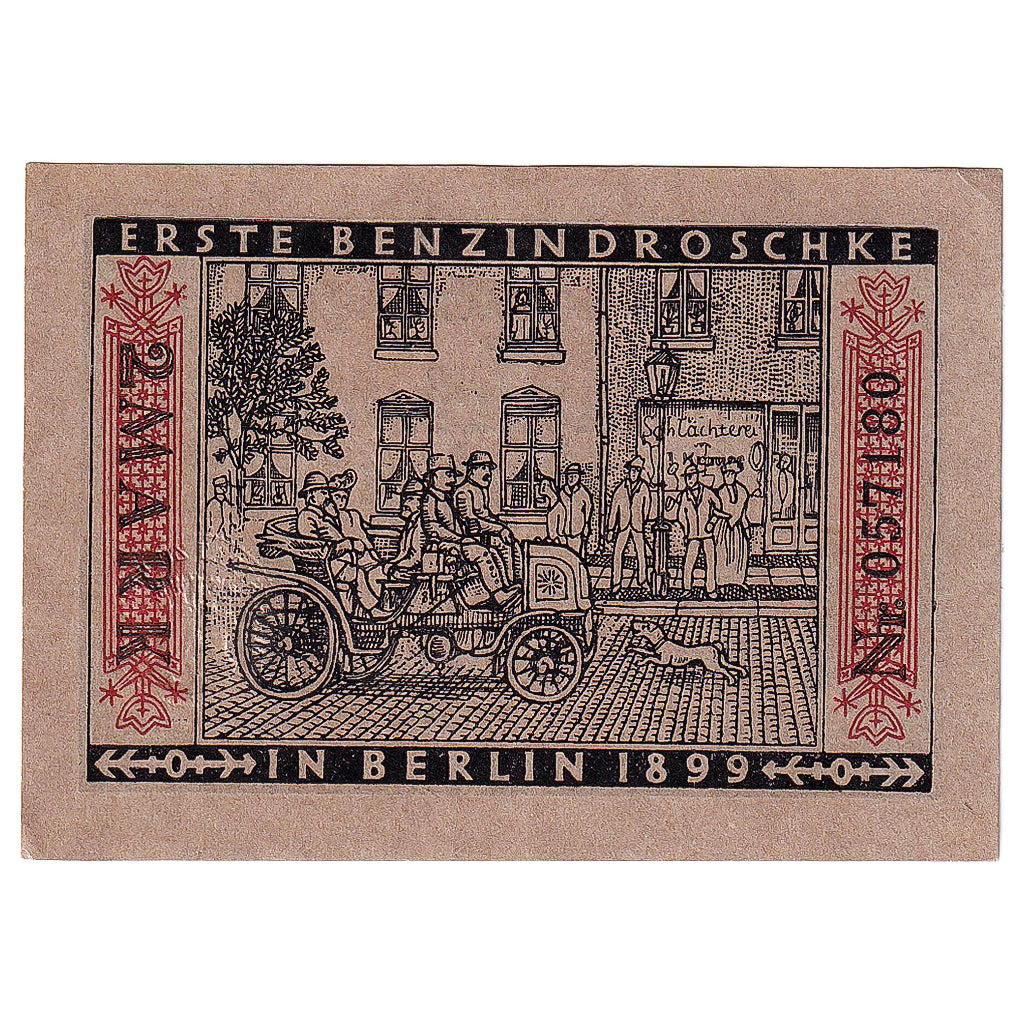 Banknot, Niemcy, Berlin, 2 Mark, voiture, 1922, 1922-03-01, UNC(63), Mehl:92.3