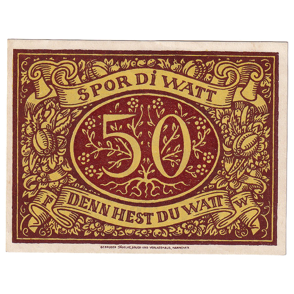 Banknot, Niemcy, Schneverdingen, 50 Pfennig, Texte, 1922, UNC(63), Mehl:1193.1