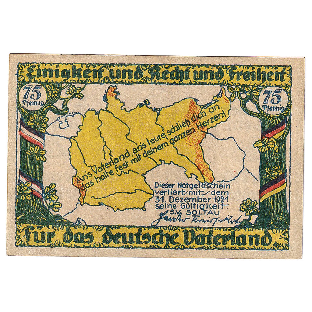 Geldschein, Deutschland, Soltau, 75 Pfennig, carte 1921-12-31, UNZ- Mehl:1239.1