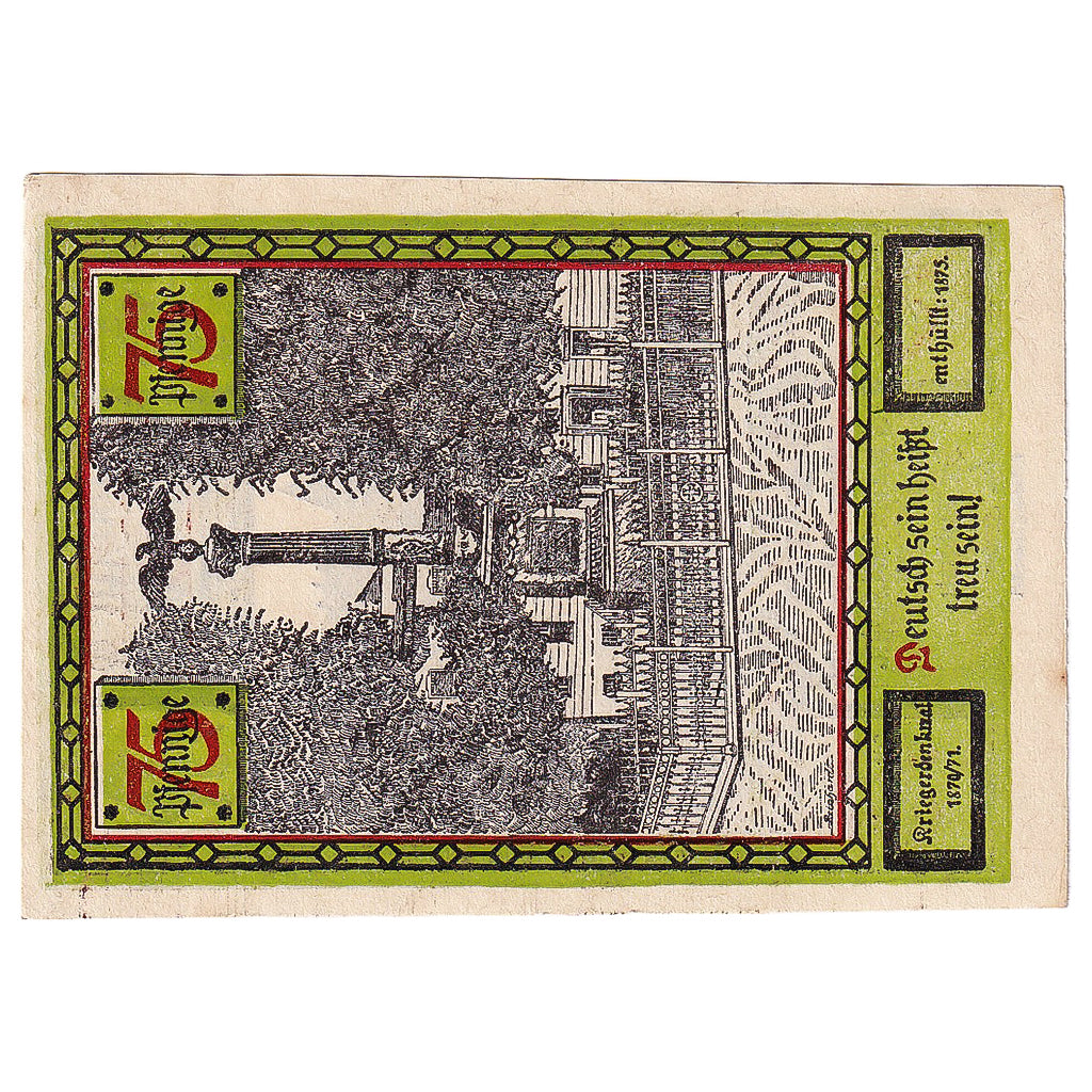 Banknot, Niemcy, Soldin, 75 Pfennig, rue, 1921, UNC(63), Mehl:1235.2