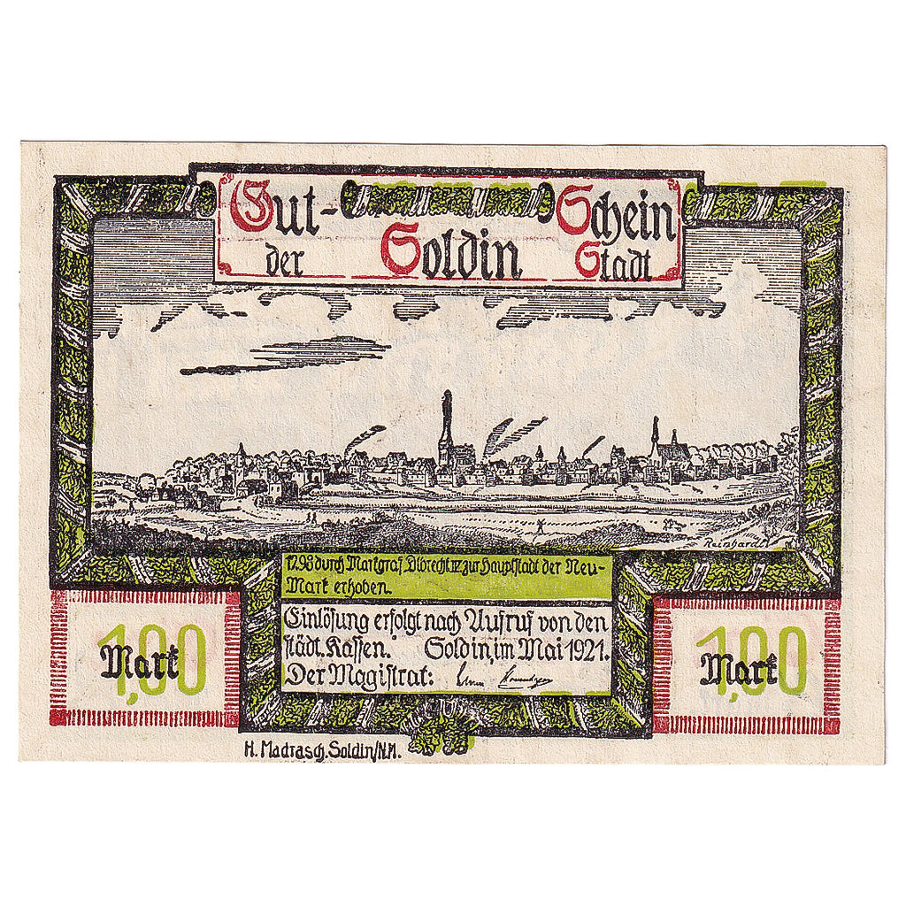 Geldschein, Deutschland, Soldin, 1 Mark, village, 1921, UNZ-, Mehl:1235.2