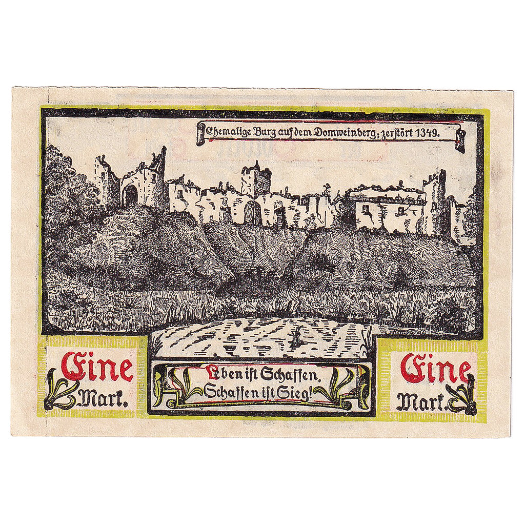 Geldschein, Deutschland, Soldin, 1 Mark, ruine, 1921, UNZ-, Mehl:1235.2