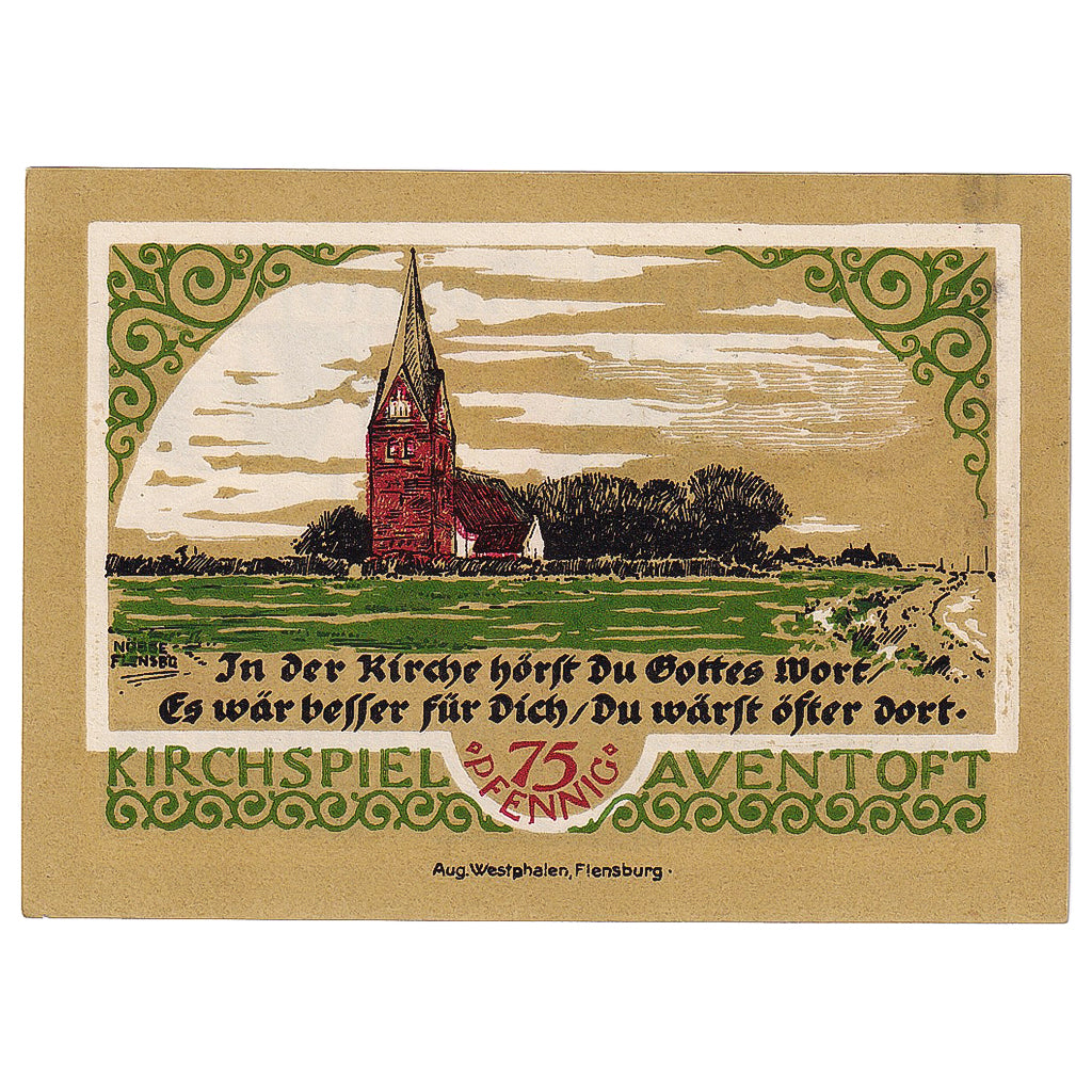 Geldschein, Deutschland, Aventoft, 75 Pfennig, Blason 1922-05-01, UNZ- Mehl:57.1