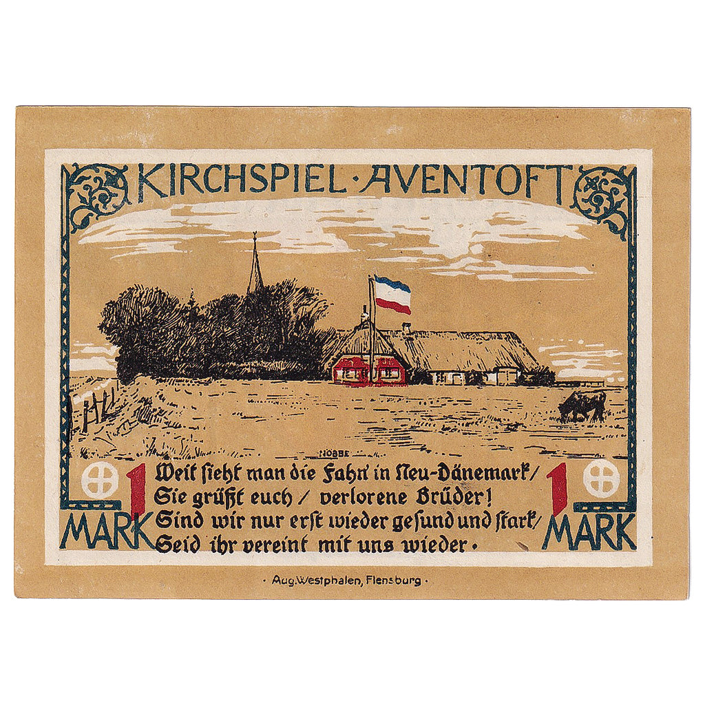 Banconote, Germania, Aventoft, 1 Mark, drapeau, 1922, 1922-05-01, SPL, Mehl:57.1