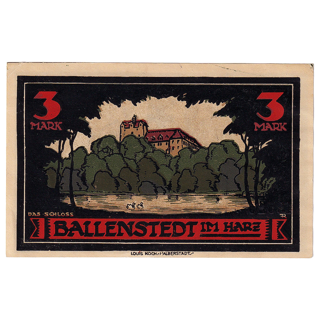 Banknot, Niemcy, Ballenstedt, 3 Mark, Blason 1921-03-22, UNC(63) Mehl:61.3
