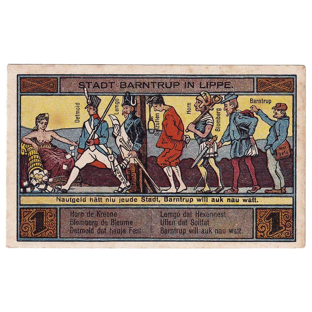 Banconote, Germania, Barntrup, 1 Mark, personnage 1921-11-20, BB Mehl:66.1