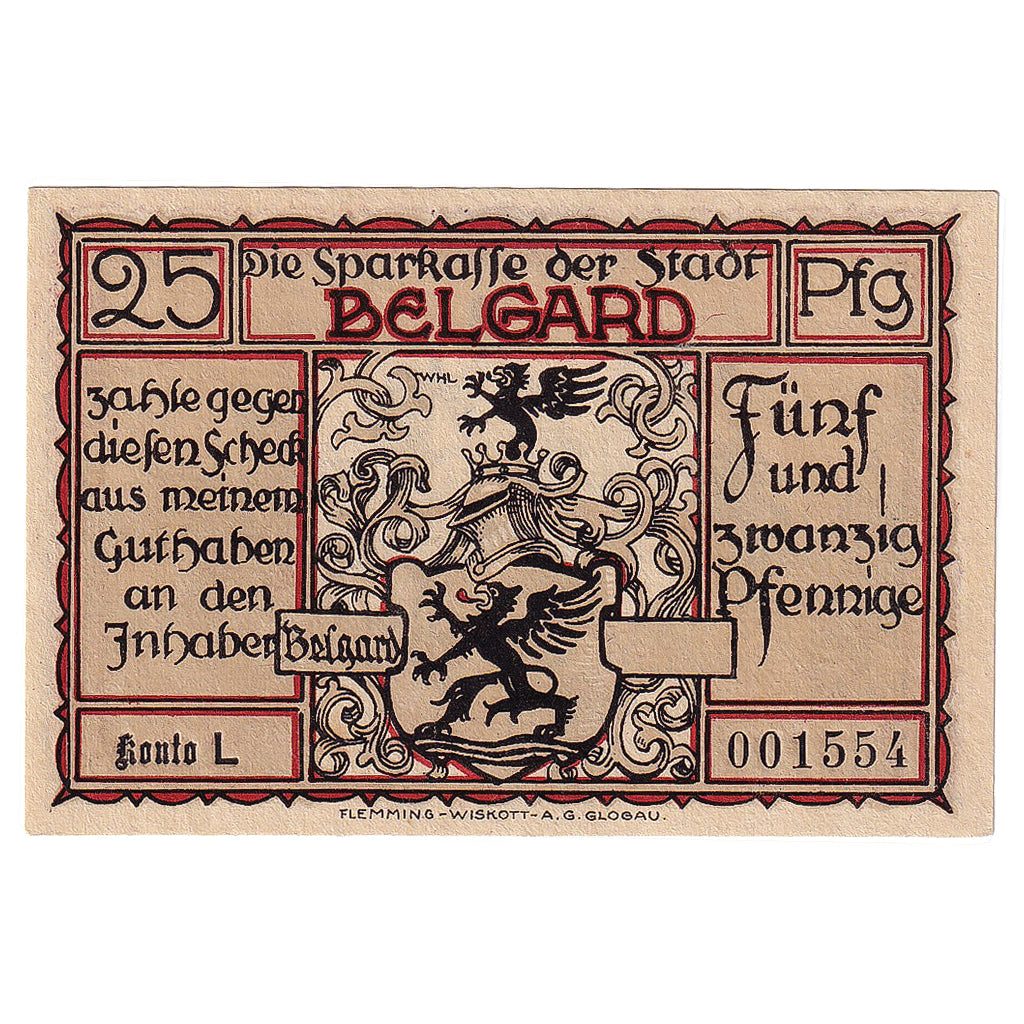 Billete, Alemania, Belgard, 25 Pfennig, armée, 1920, SC, Mehl:69.3a