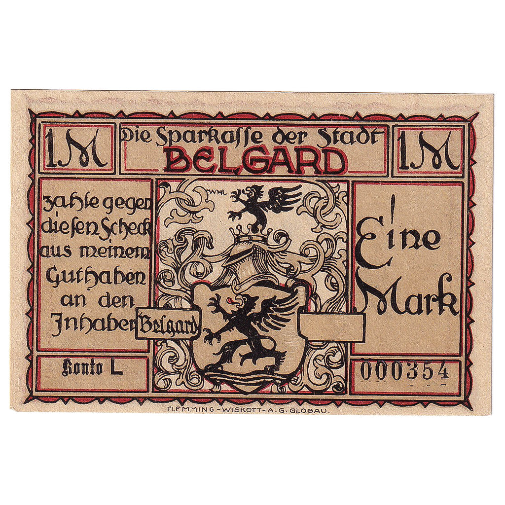 Geldschein, Deutschland, Belgard, 1 Mark, personnage, 1920, UNZ-, Mehl:69.3a