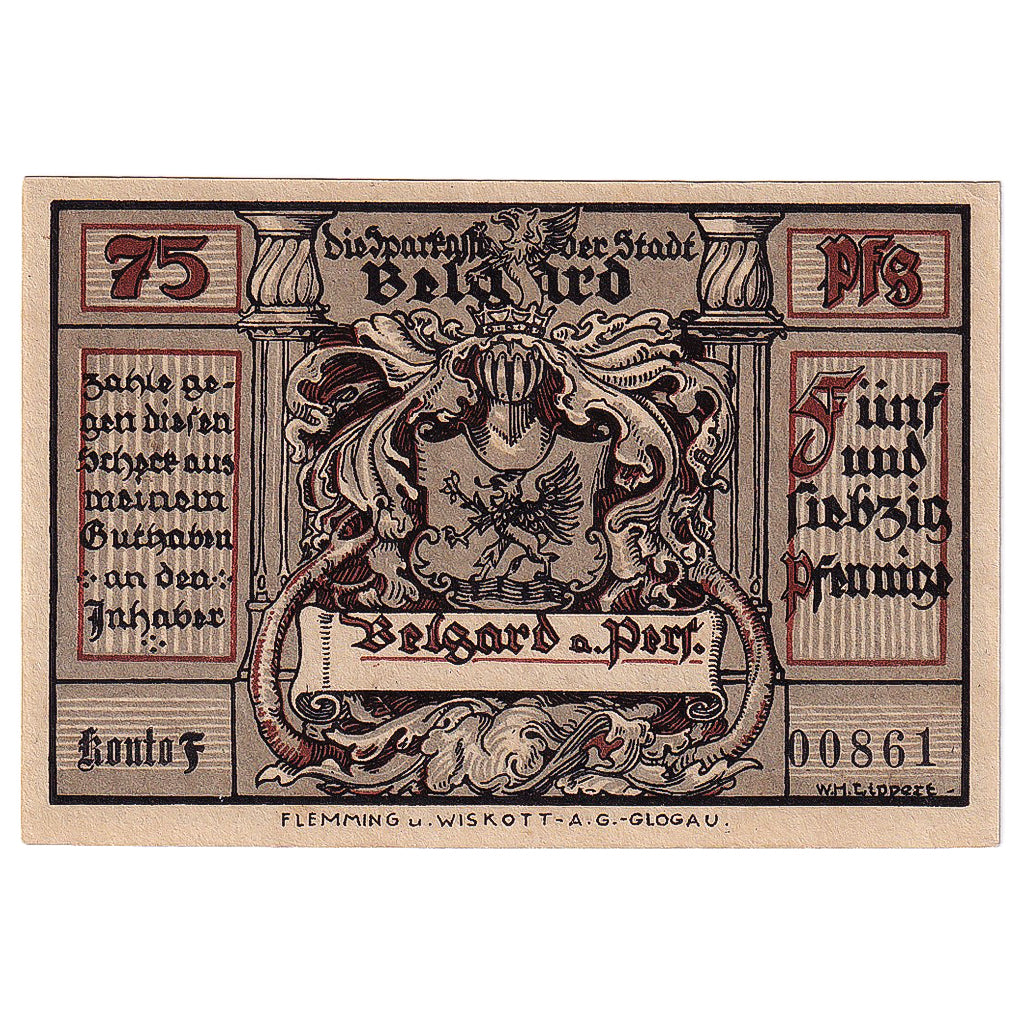 Geldschein, Deutschland, Belgard, 75 Pfennig, personnage, 1920, UNZ-, Mehl:69.4a