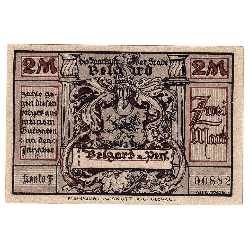 Banknot, Niemcy, Belgard, 2 Mark, portrait, 1920, UNC(63), Mehl:69.4a