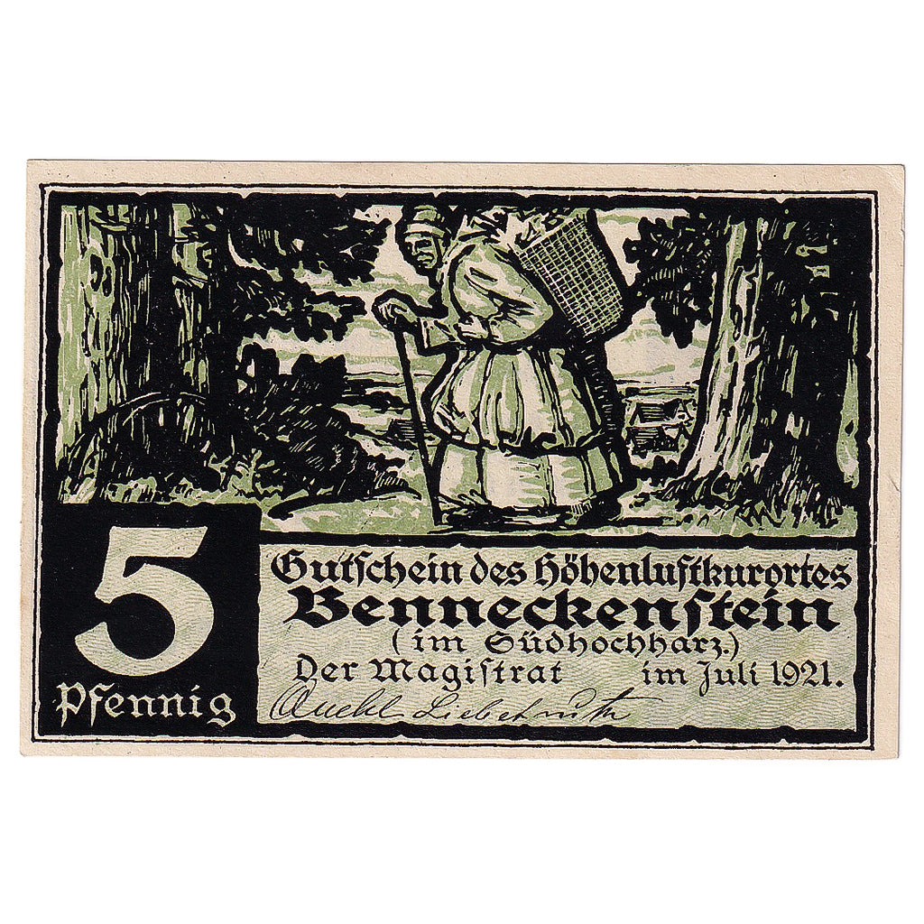 Geldschein, Deutschland, Benneckenstein, 5 Pfennig 1921, UNZ- Mehl:73.1