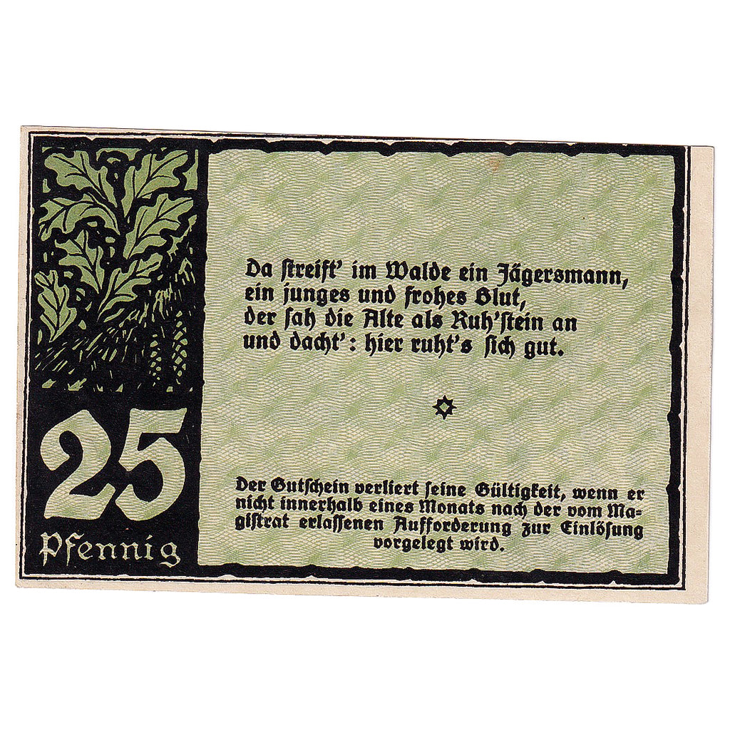 Banknot, Niemcy, Benneckenstein, 25 Pfennig 1921, UNC(63) Mehl:73.1