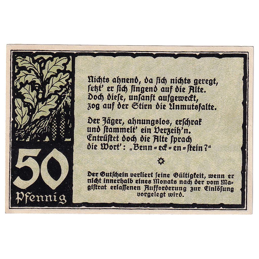 Banconote, Germania, Benneckenstein, 50 Pfennig 1921, SPL Mehl:73.1