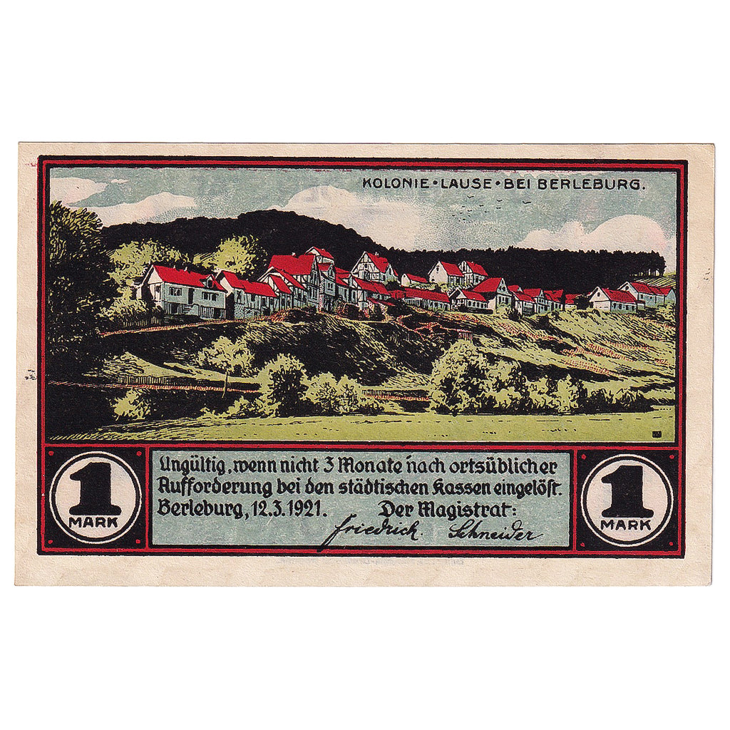 Banconote, Germania, Berleburg, 1 Mark, paysage 1921-03-12, SPL Mehl:80.1