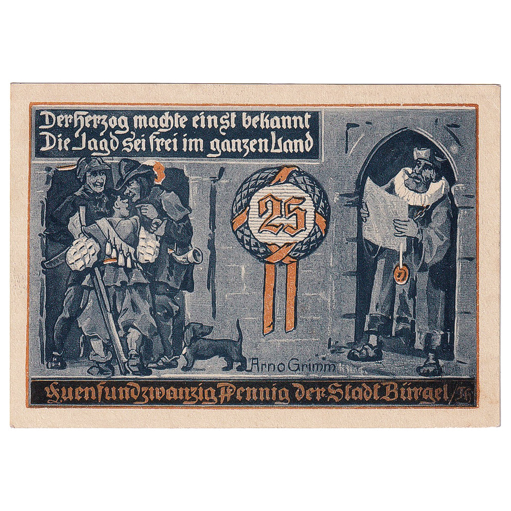 Geldschein, Deutschland, Bürgel, 25 Pfennig, soldat 1921-05-28, UNZ- Mehl:201.1a