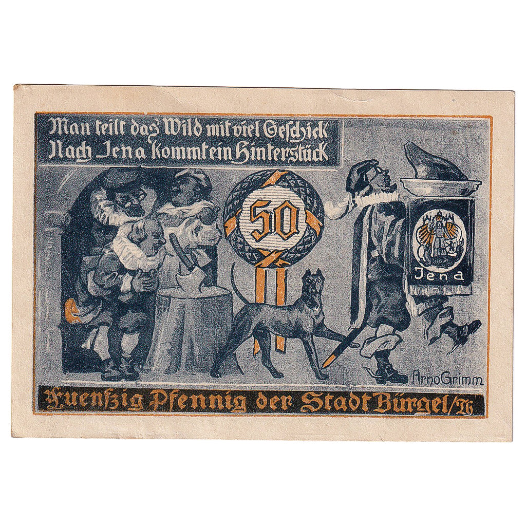 Banknot, Niemcy, Bürgel, 50 Pfennig, personnage 1921-05-28, UNC(63) Mehl:201.1a