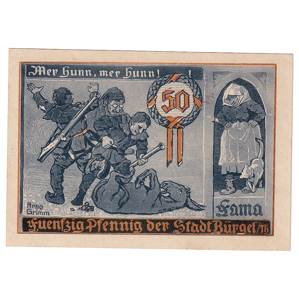 Banknot, Niemcy, Bürgel, 50 Pfennig, village 1921-05-28, UNC(63) Mehl:201.1a