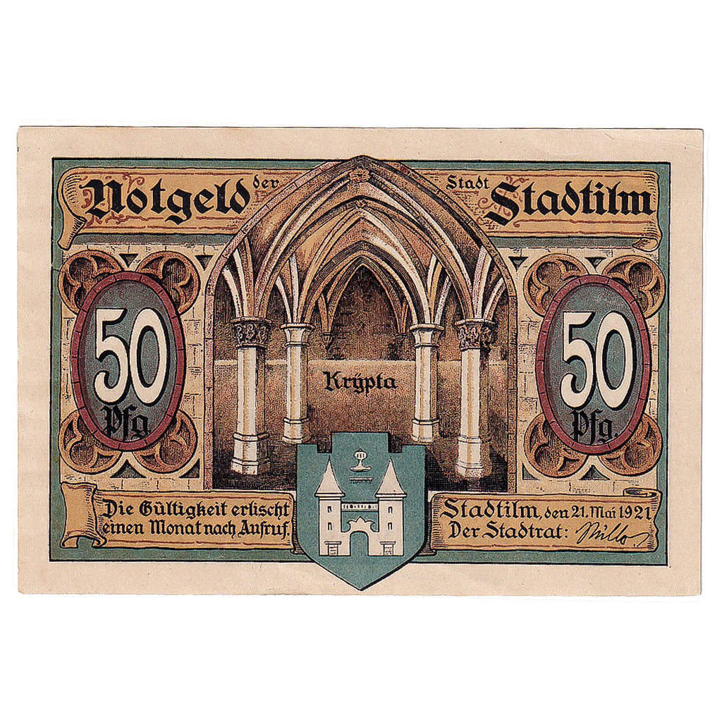 Billete, Alemania, Stadtilm, 50 Pfennig, Eglise, 1921 SC Mehl:1250.1