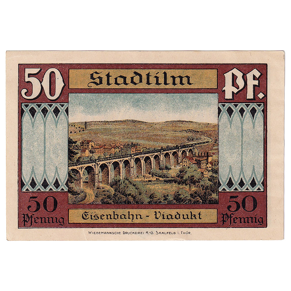Billete, Alemania, Stadtilm, 50 Pfennig, Eglise, 1921 SC Mehl:1250.1