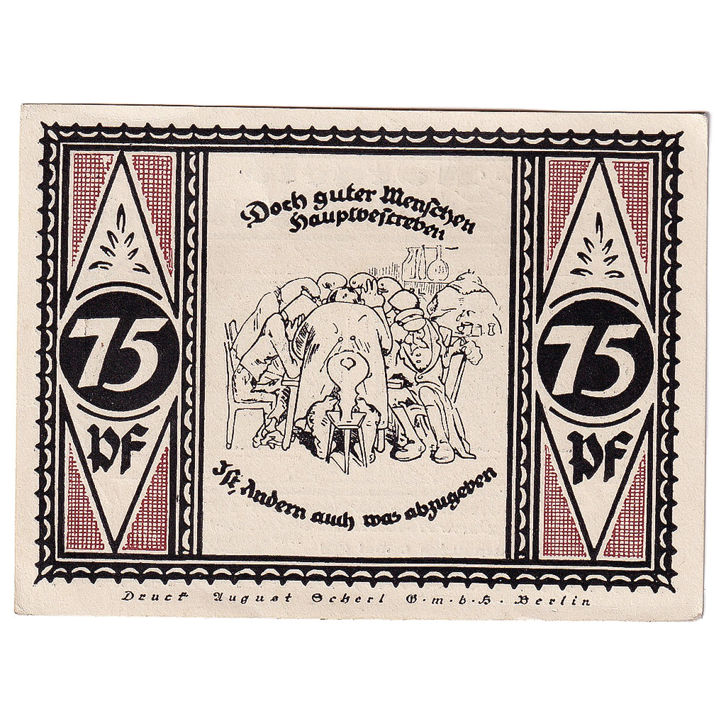 Geldschein, Deutschland, Stolzenau, 75 Pfennig, Maison 1921 UNZ- Mehl:1276.2