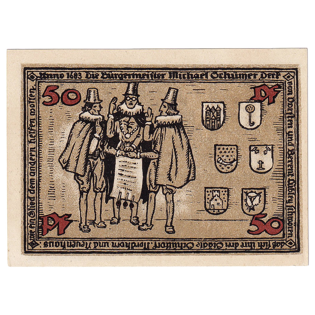 Geldschein, Deutschland, Schuttorf, 50 Pfennig, château, 1921 UNZ- Mehl:1202.1