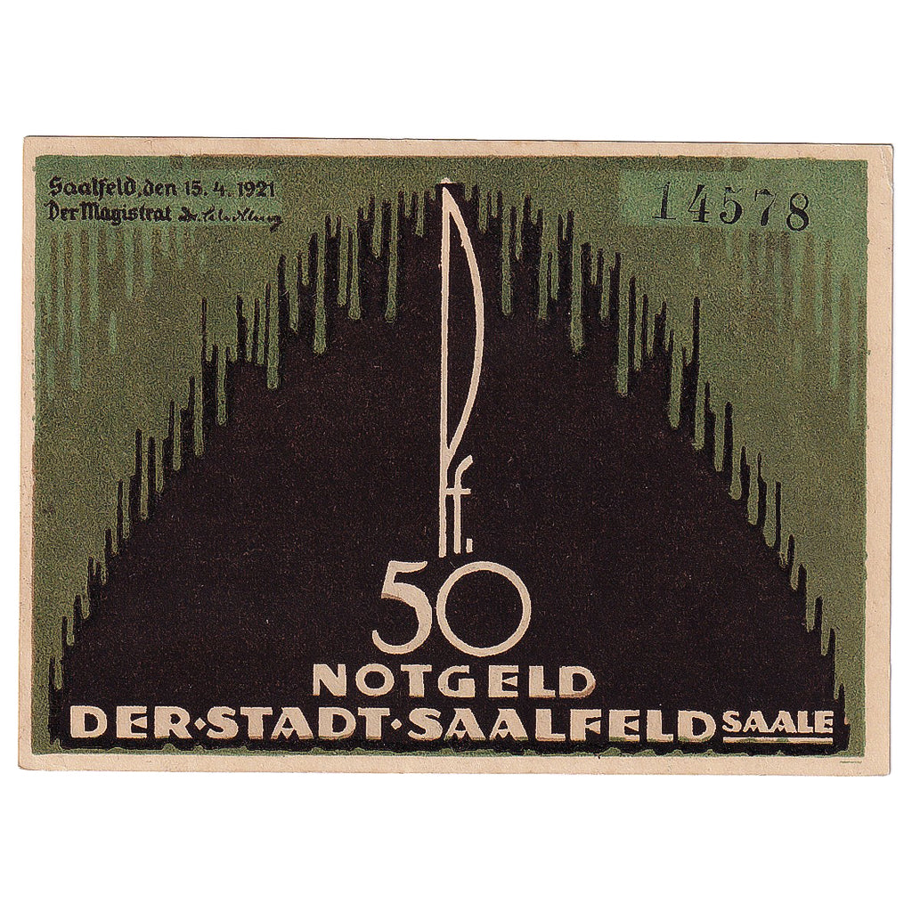 Banconote, Germania, Saalfeld, 50 Pfennig, mairie, 1921, SPL Mehl:1155.3