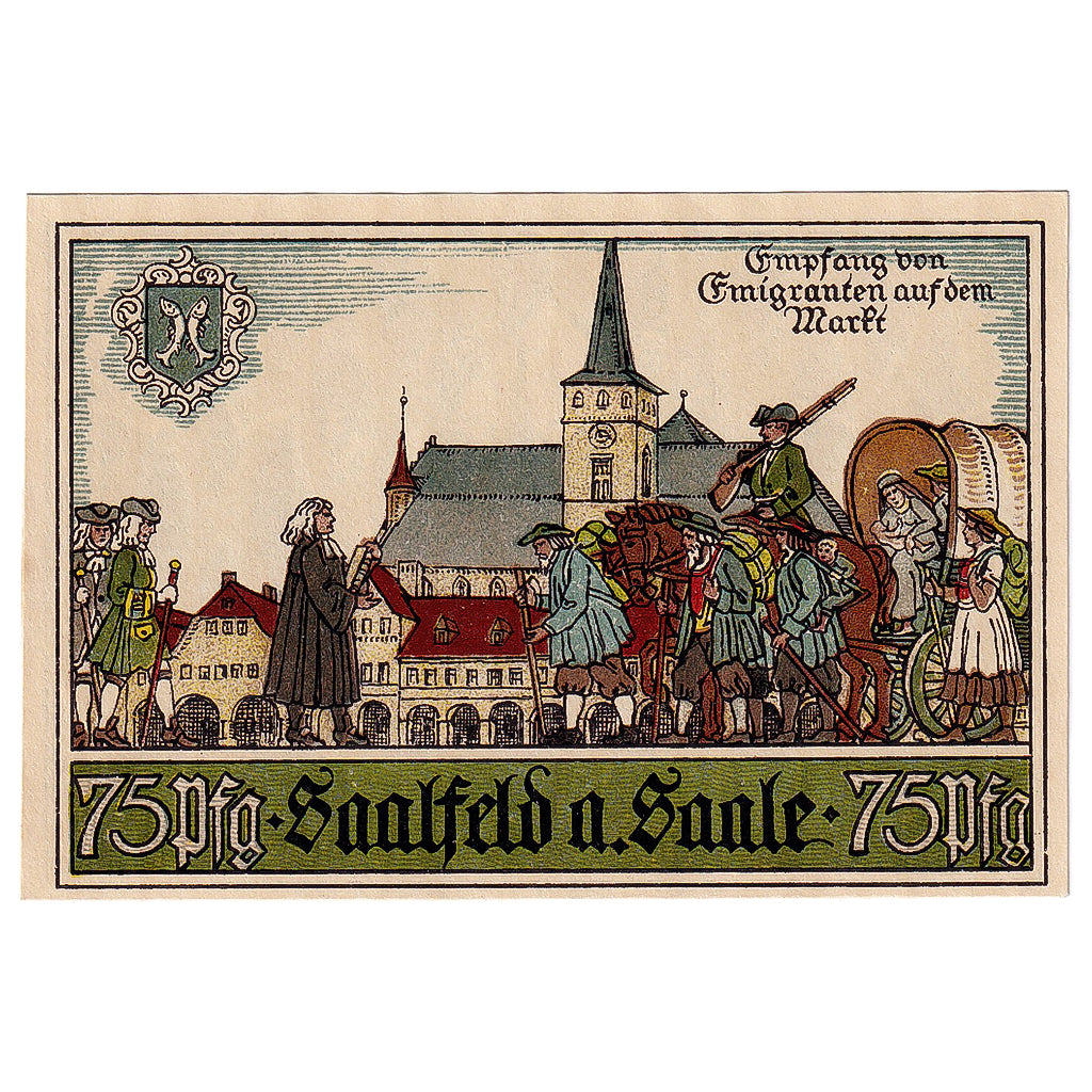 Geldschein, Deutschland, Saalfeld, 75 Pfennig, village 1921 UNZ- Mehl:1155.5