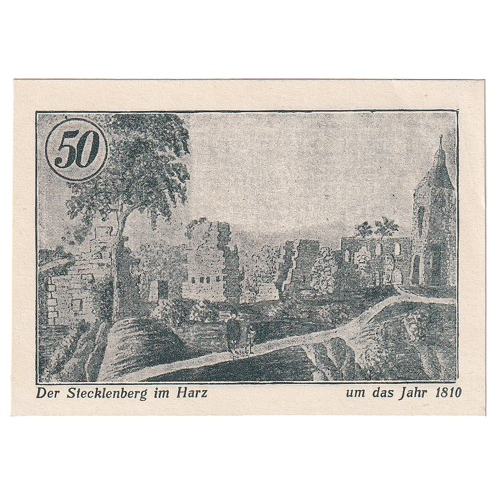 Banconote, Germania, Stecklenberg, 50 Pfennig, ruine, 1921, SPL, Mehl:1258.2