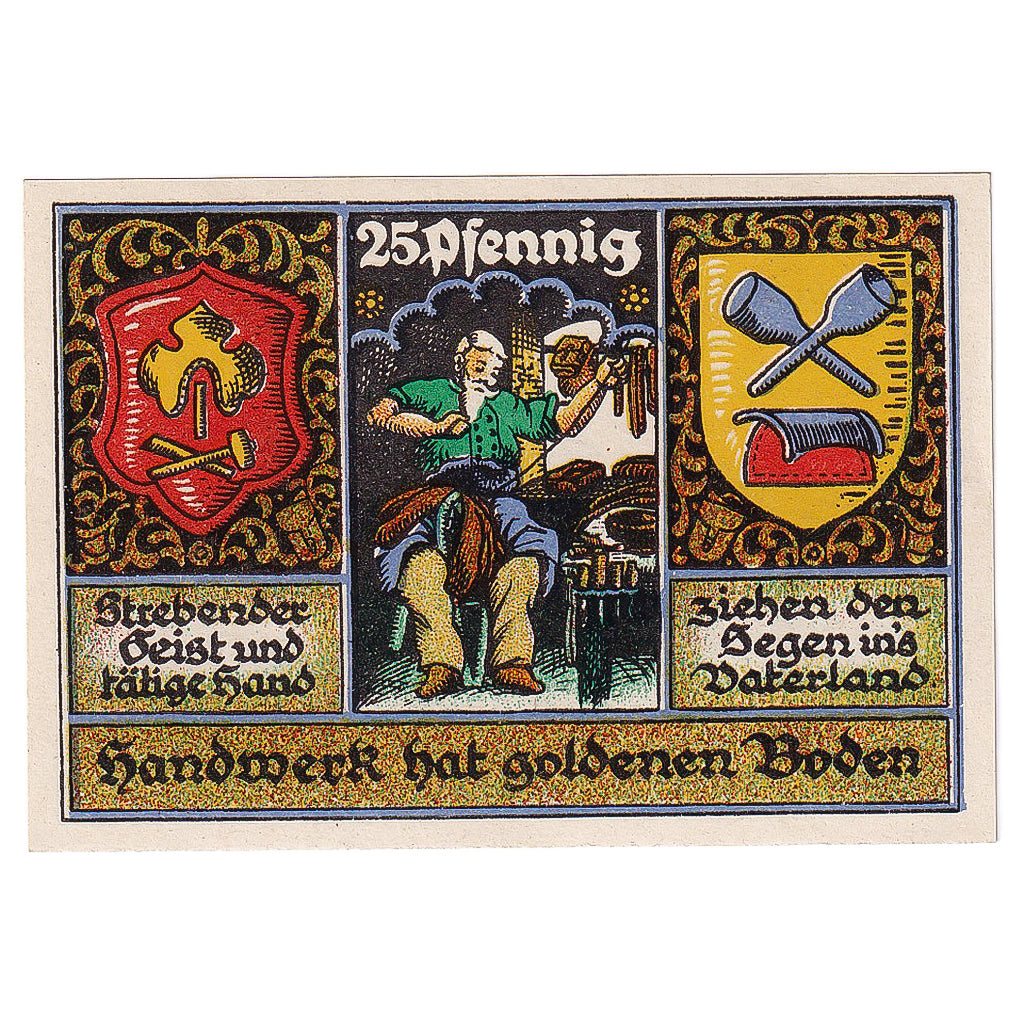 Banknot, Niemcy, Stolzenau, 25 Pfennig, couturier, 1922, UNC(63), Mehl:1277.1