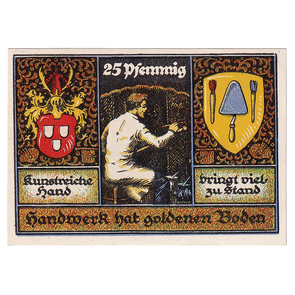 Banconote, Germania, Stolzenau, 25 Pfennig, peintre, 1922, SPL, Mehl:1277.1