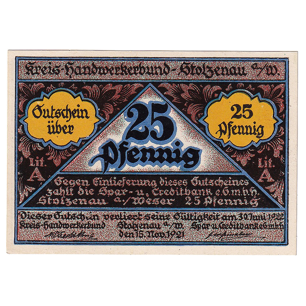 Geldschein, Deutschland, Stolzenau, 25 Pfennig, couture, 1922, UNZ-, Mehl:1277.1